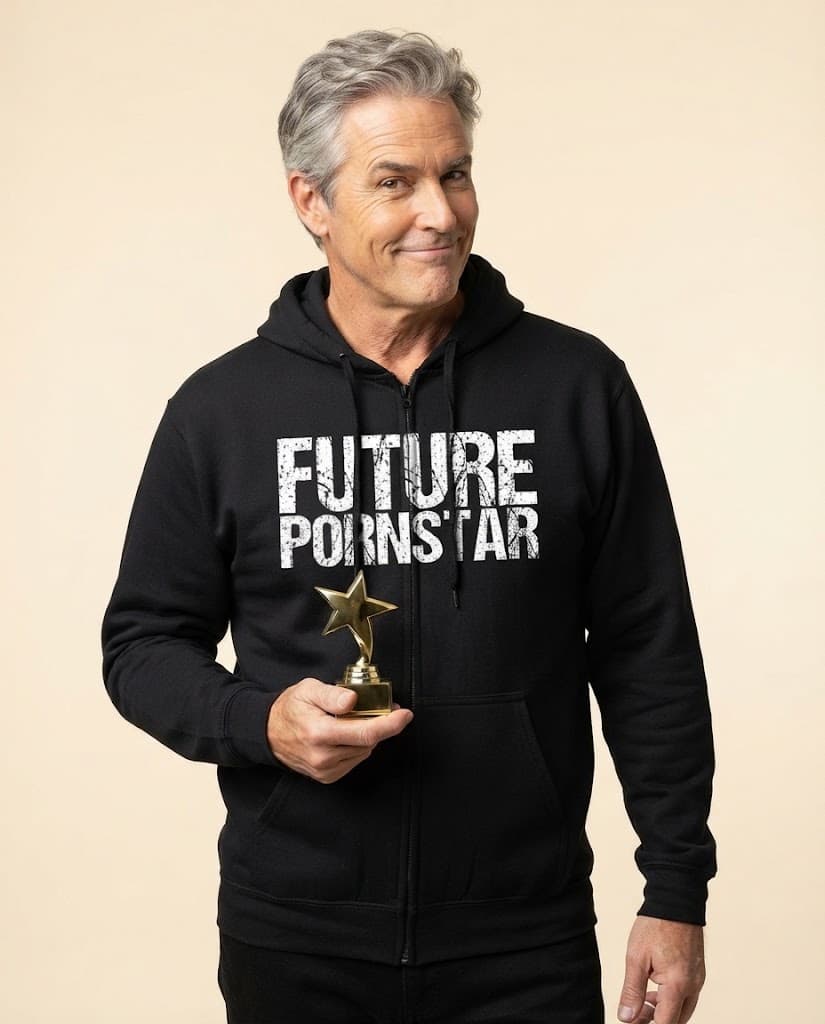 Lustige Sweatjacke mit dem Aufdruck „Future Pornstar“