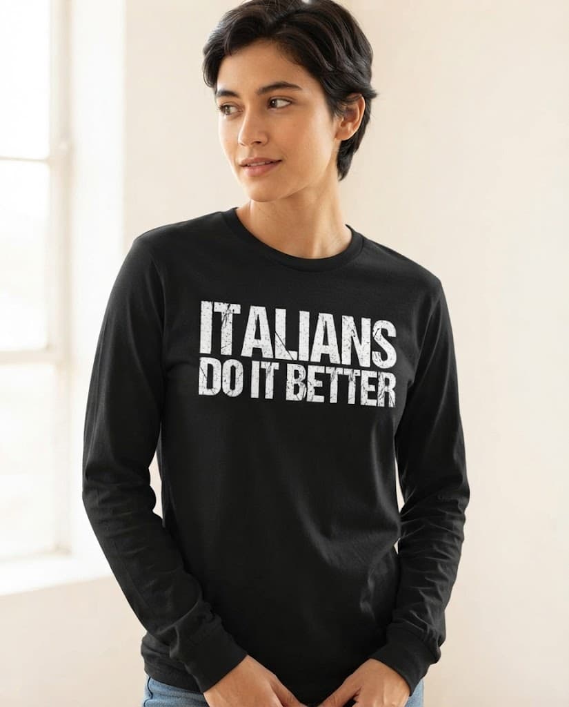Humorvolles Langarmshirt mit dem Aufdruck „Italians Do It Better“
