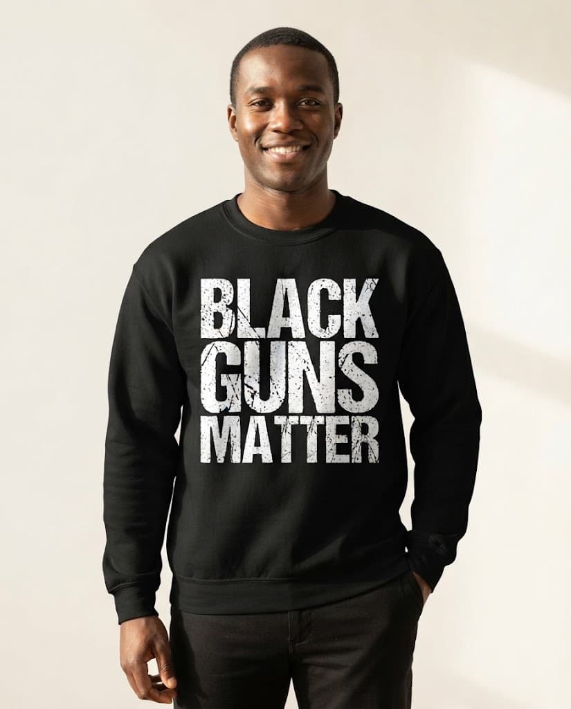 Witziges Sweatshirt mit dem Aufdruck „Black Guns Matter“ in Schwarz